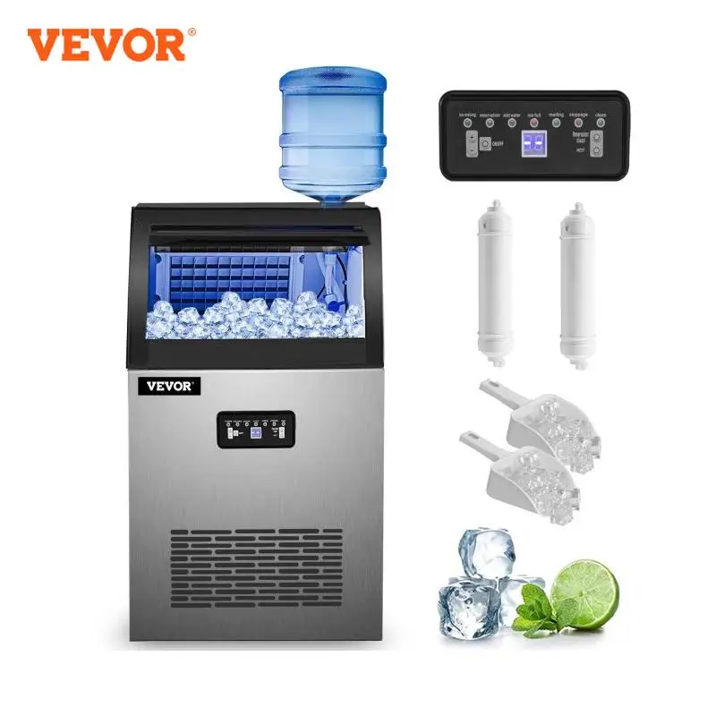 VEVOR Thương Mại Máy Làm Đá 50Kg/24H Tự Động 2 Trong 1 Nước Đầu Vào Xây Dựng Trong kem Máy Điện Làm Mát Thiết Bị Nhà Bếp