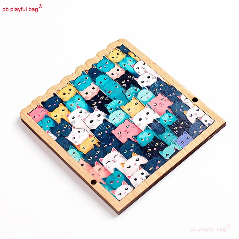 Cartoon Colorful Cat Jigsaw Puzzle Christmas Gifts High Difficulty Adult Puzzle Irregular Wood Puzzle Fun Children Toys UG359