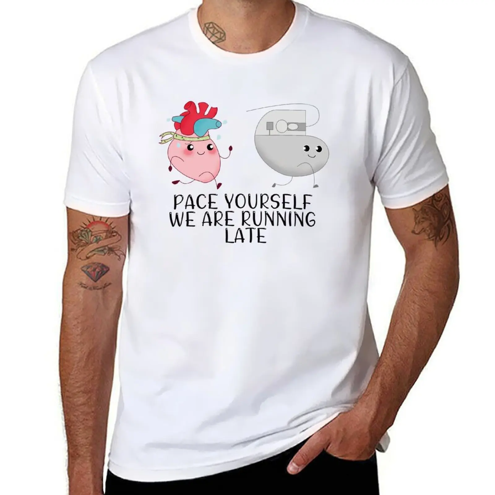 

Pace Yourself- Jogging Heart And Pacemaker T-Shirt man t shirt designer T-Shirt