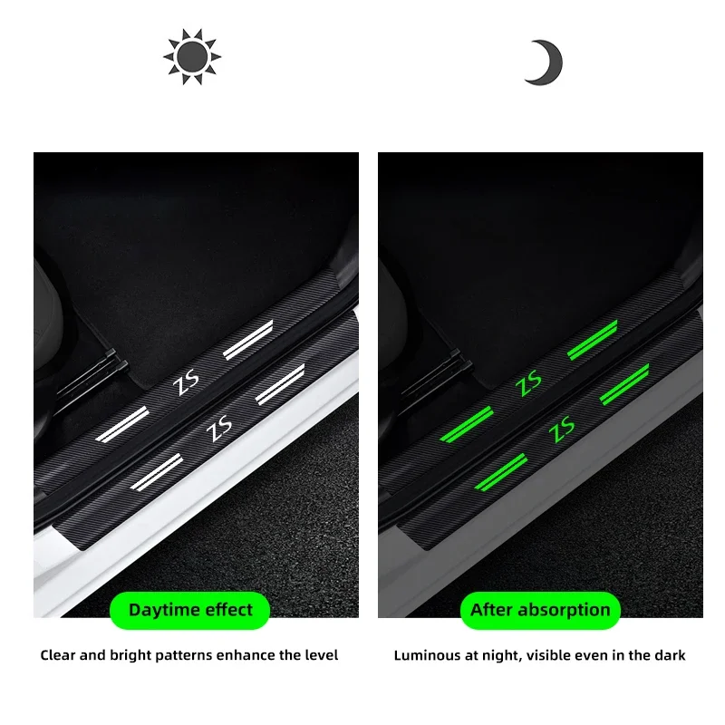 For MG ZS Car Threshold Strip Luminous Car Trunk Door Sill Protection Stickers Auto Accessories