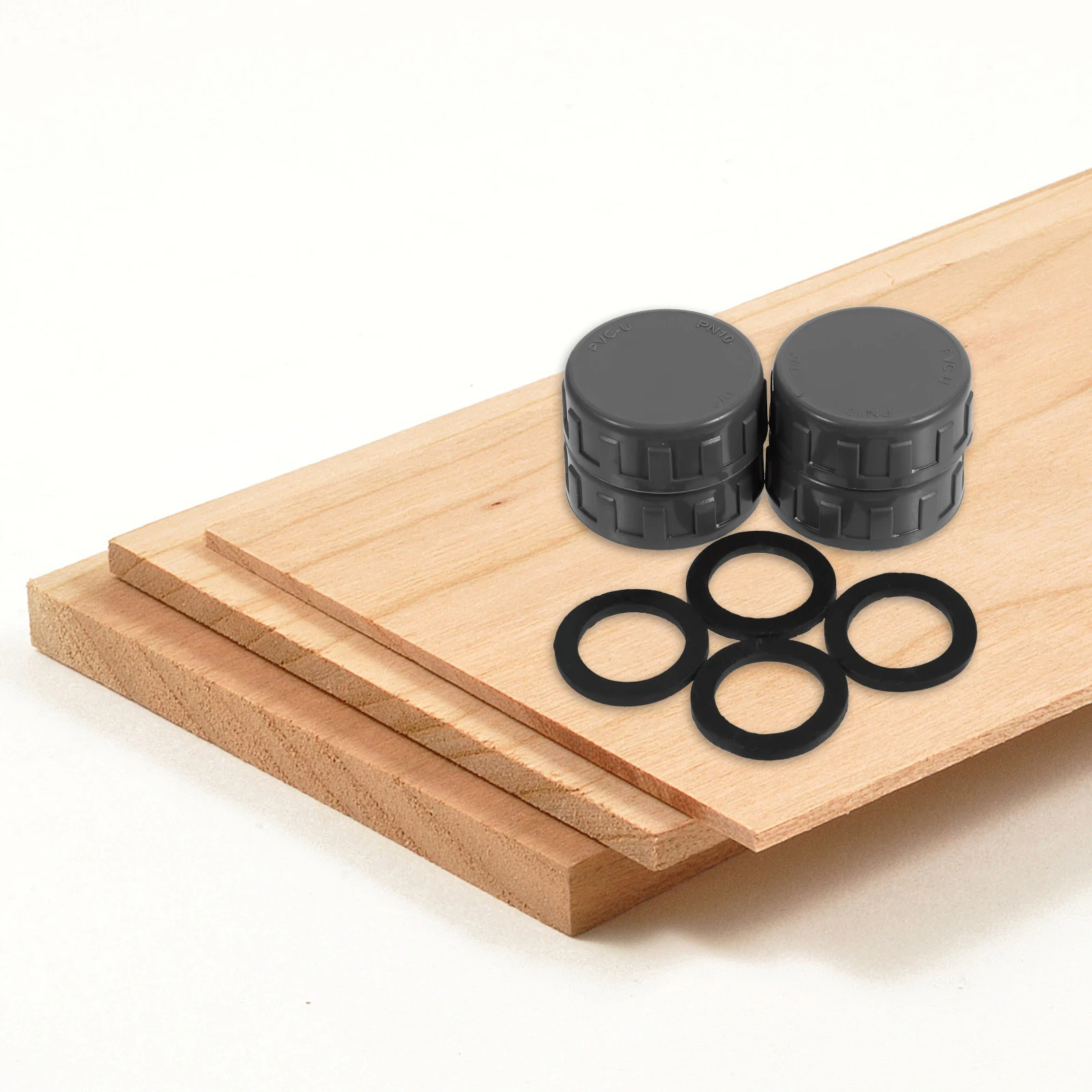 4 Sets 40 mm Innengewinde PVC Grau Farbe Spezielle Unterlegscheibe Wasserrohrverschraubung Innengewinde Rohrkappe PVC Sanitärkappe Robust