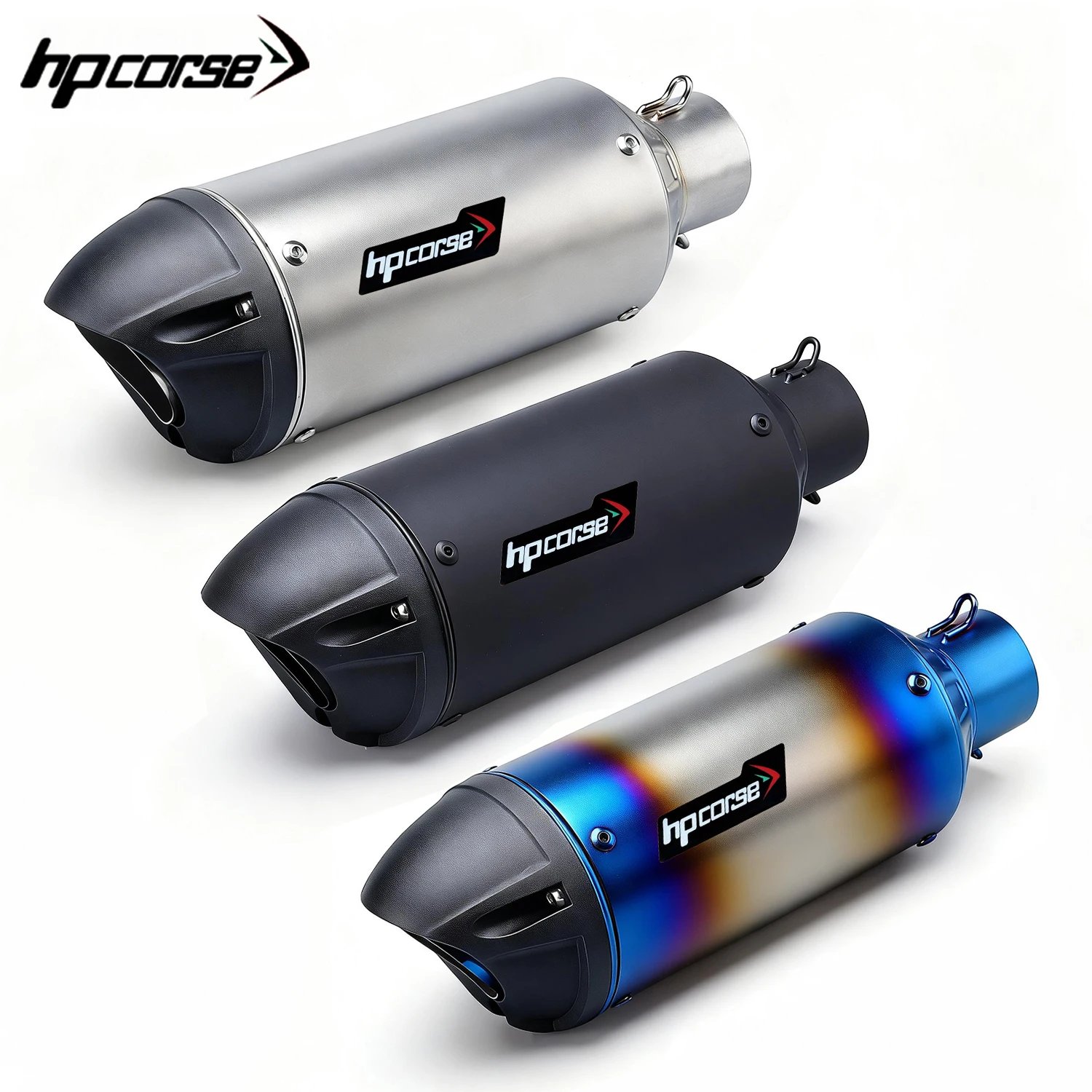 Para Yamaha Honda Suzuki Z900 CBR600 S1000RR MT07, Tubo de Escape Reto Universal de 51mm, Acessórios de Aço para Silenciador HP