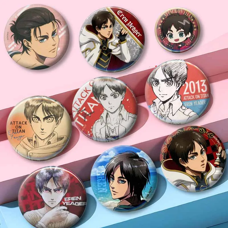 Image of Cartoon-Charakter Eren Yeager Abzeichen Handgefertigte Runde Anime-Broschen Anstecknadel Rucksack Hut Tasche Dekoration Accessoires Schmuck Geschenk