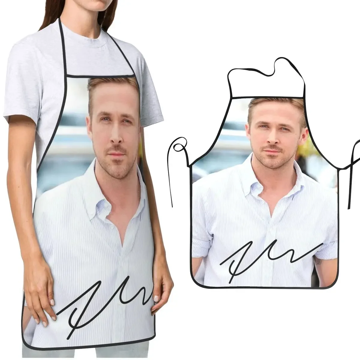 Ryan Gosling Chef Apron Water & Oil Resistant Adjustable Handsome Cooking BBQ Grilling Aprons for Men Women Chef Gifts