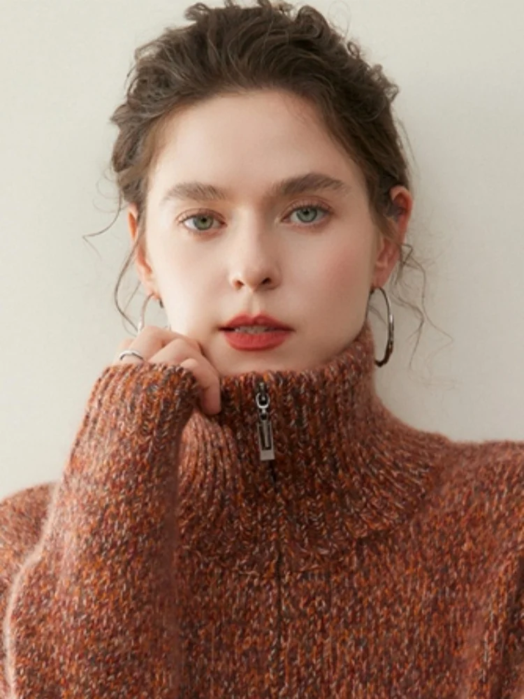 

Роскошный женский осенне-зимний кардиган с воротником из 100% кашемира, толстый теплый трикотаж, повседневное свободное пальто, топы