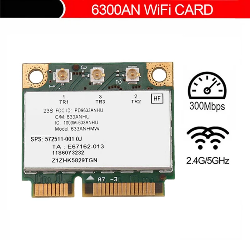 

3X 6300AGN 633ANHMW Wireless Wifi Card Mini Pcie Card 802.11A/G/N 2.4G+5.0 Ghz For Lenovo Thinkpad T410 T420 T430 X220