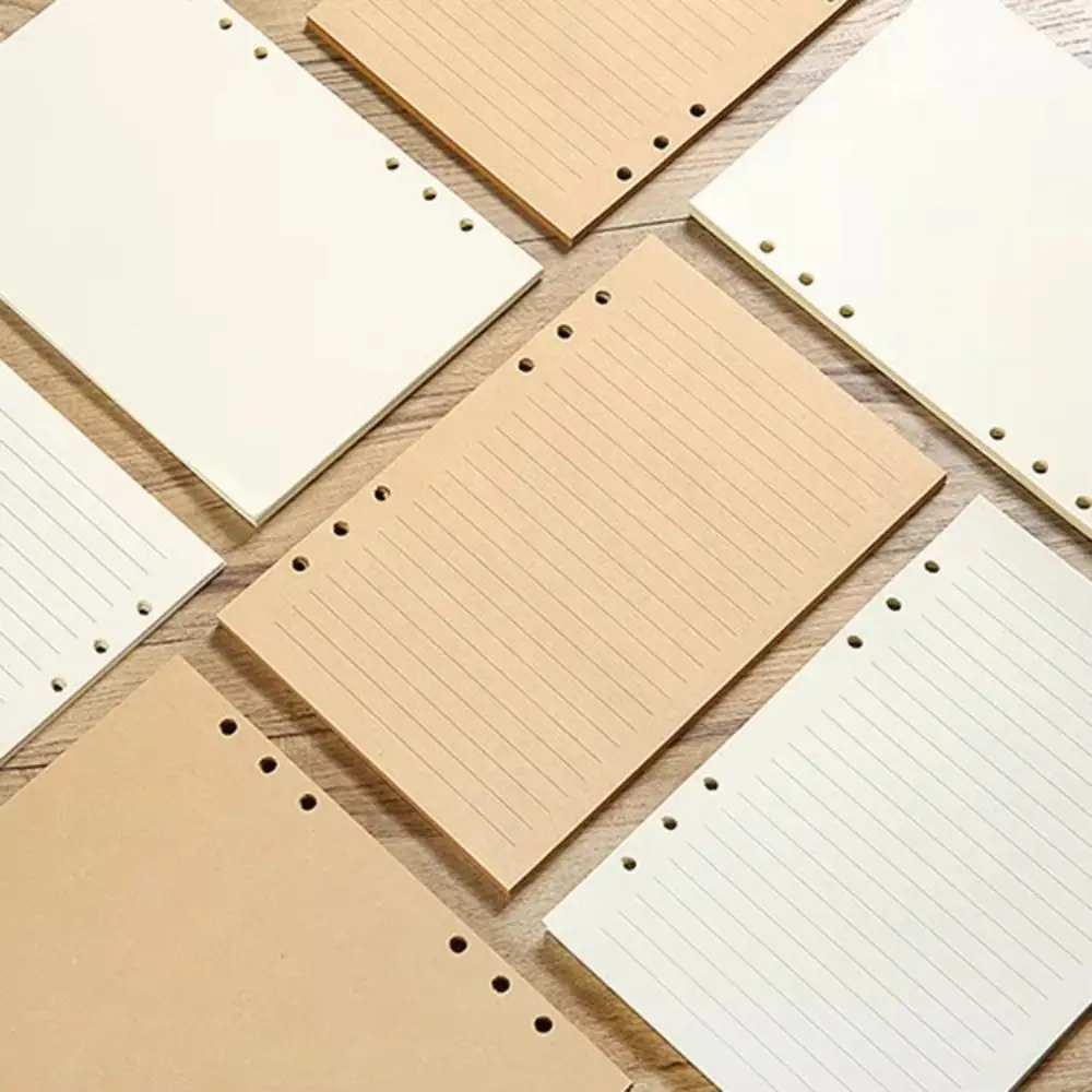 80 arkuszy papieru pakowego luźny papier A5/A6/A7 pozioma linia/pusty notatnik papier uzupełniający 6-otworowy segregator strona wewnętrzna studenci — zdjęcie produktu 5