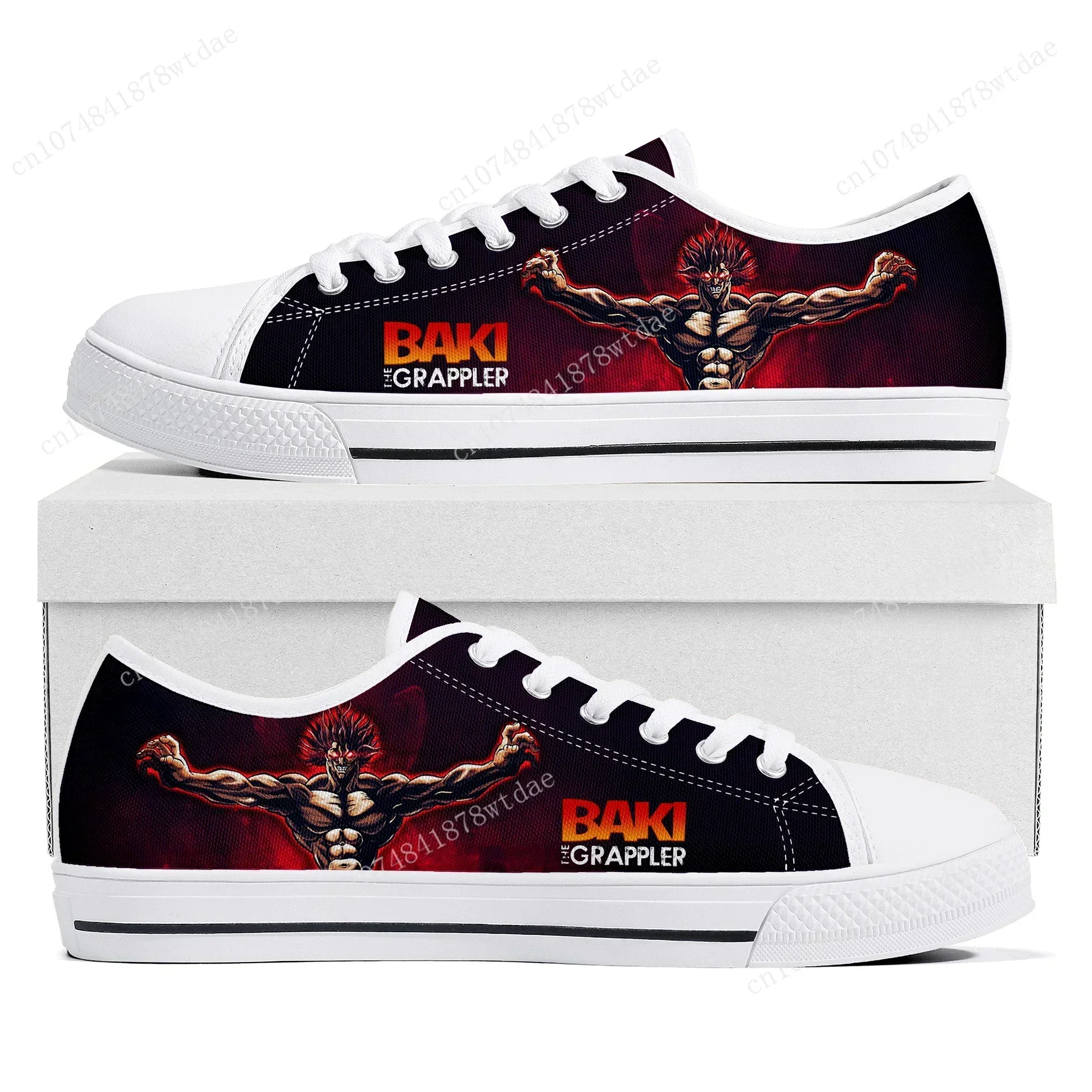 Baki The Grappler Hanma Baki Low Top Sneakers Womens Mens High Quality Canvas Sneaker Couple Comics Custom Made Shoes