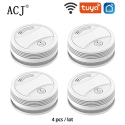 ACJ Tuya-Detector de humo inteligente con WiFi, combinación de Casa de humo, Sensor de fuego, sistema de seguridad para el hogar, bomberos, alarma de humo