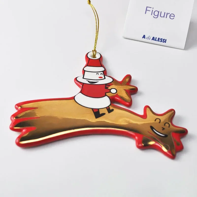 Cartoon snowman picking stars ceramic statue ornament, hand decorated,decorazione natalizia in porcellana,decorata a mano