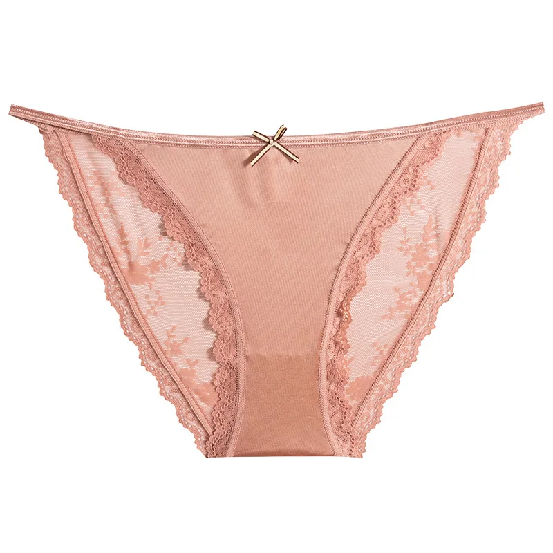 ملابس داخلية نسائية مثيرة جديدة لخريف 2025 من الدانتيل الساتان مع حزام رفيع بدون أثر مقاس كبير سريع الجفاف نوع Dingpants رأس مثلث