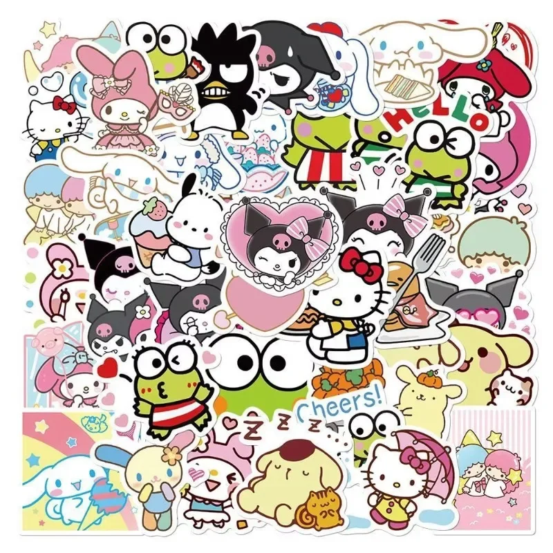 

100pcs funny Sanrio Cinnamoroll Sticker Graffiti Decoration Laptop Scrapbook Guitar Waterproof Decal Kuromi Kids Toy Gift