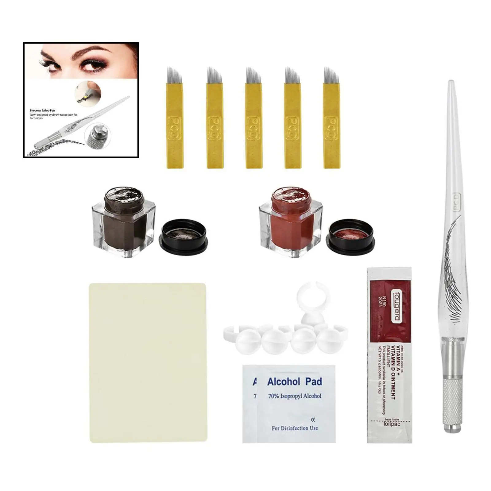 Eyeblogucontinu-Kit de stylo à encre pigmentée pour la pratique de la peau, tasse à anneau