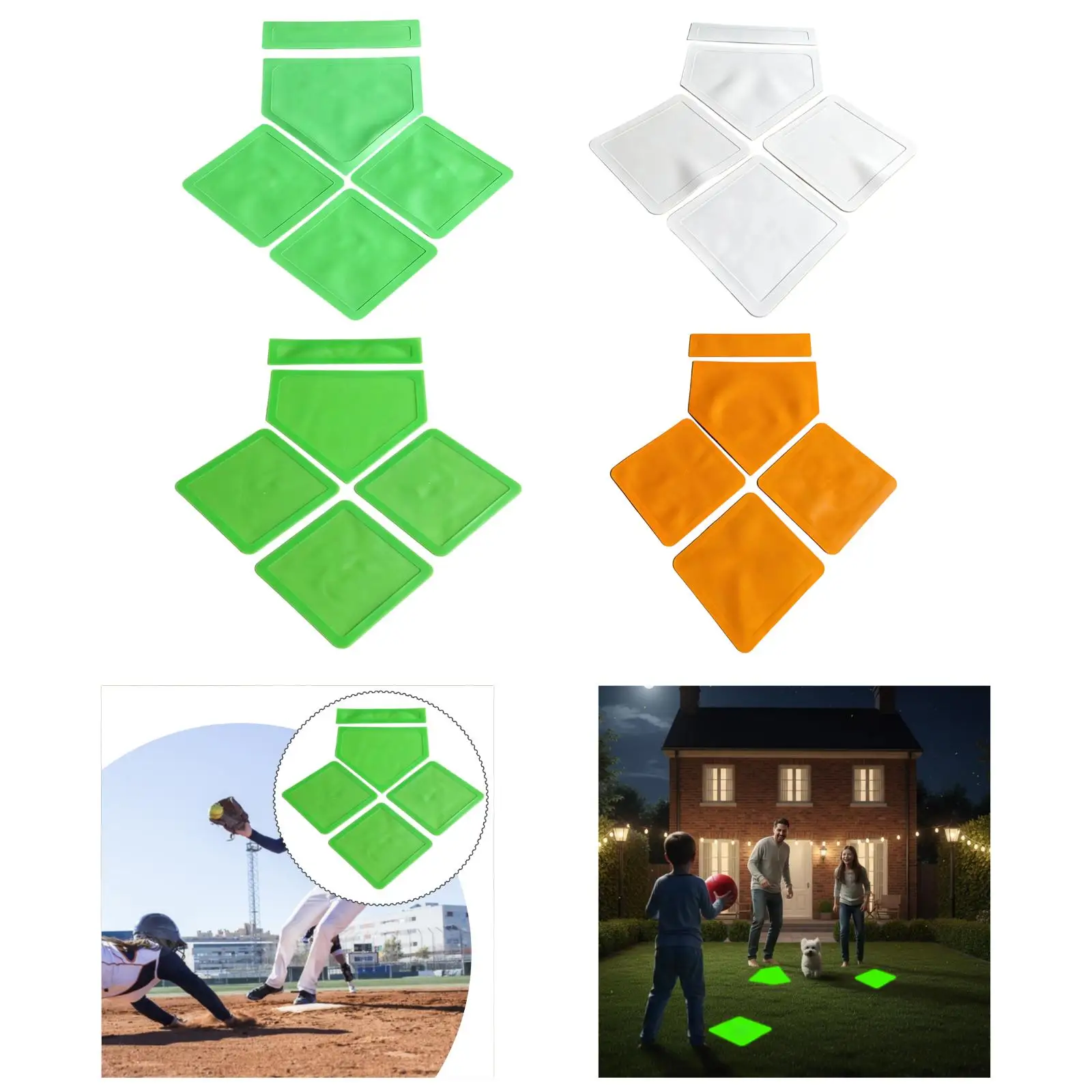 Kickball Teeball Training Baseball Base Set Five Piece TPE Home Plate Pitcher Mat for Outdoor Field Use
