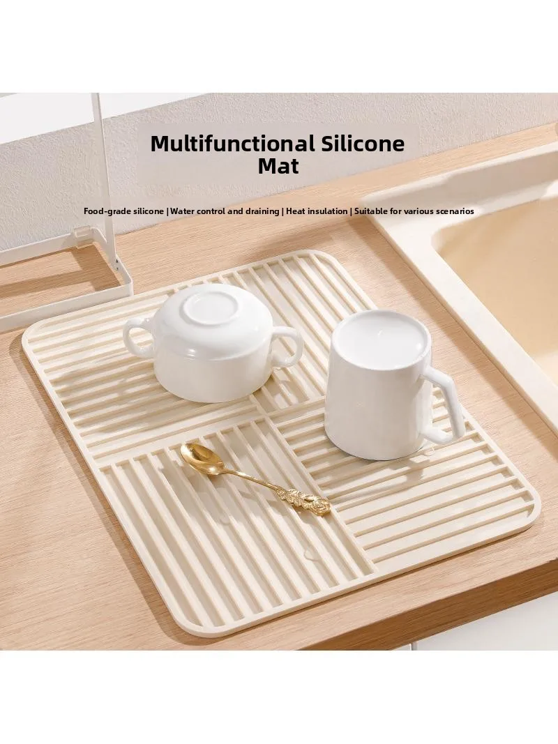 

Multifunctional Food ade Silicone Drain Mat Heat Resistant Insulation Pad Home Use Dining Mat Waterproof Oil Proof
