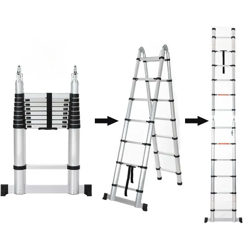 Home Telescopic Ladder Aluminum Outdoor Portable Thickened Single/Double Sided Ladder