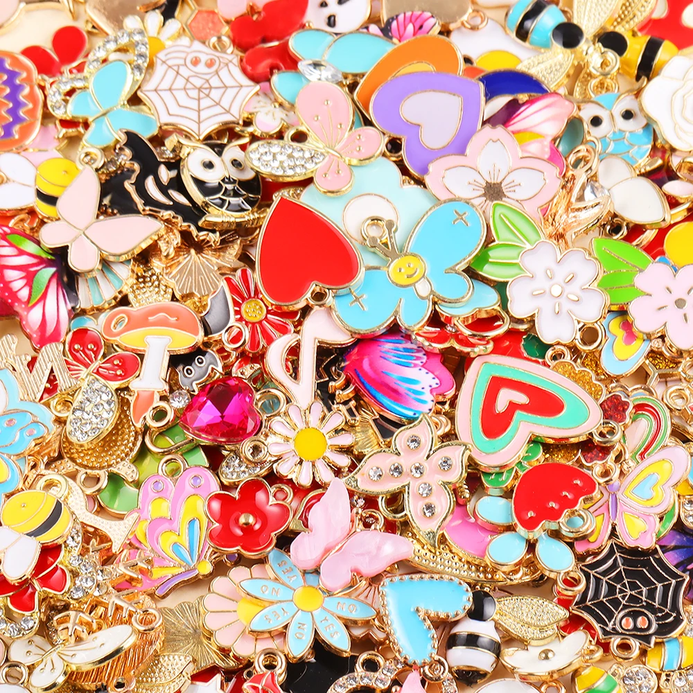 More Than 5000 Styles Random Mixed 20Pcs Hearts Flowers Animals Charms Jewelry Making Earrings Necklace DIY Accessory Wholesale