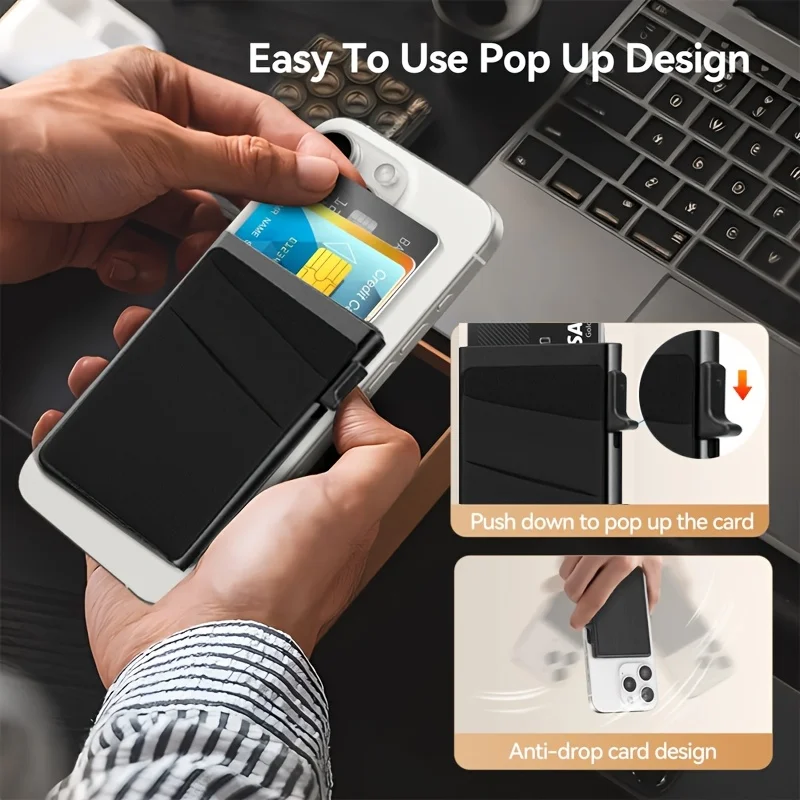 Simple Wallet Card Cover Aluminum Alloy Side Card Push Bag Automatic Large-Capacity Anti-Theft Brush Metal Box Wallet Card Clip image 5