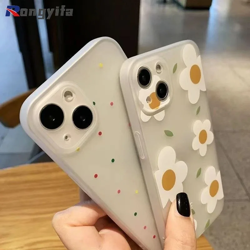 

New Fresh Flowers Ice Fog Phone Case For iPhone 16 Pro Max 15 14 13 12 11 Pro Max Plus Mini Xs X 7 Plus Matte Soft Cover