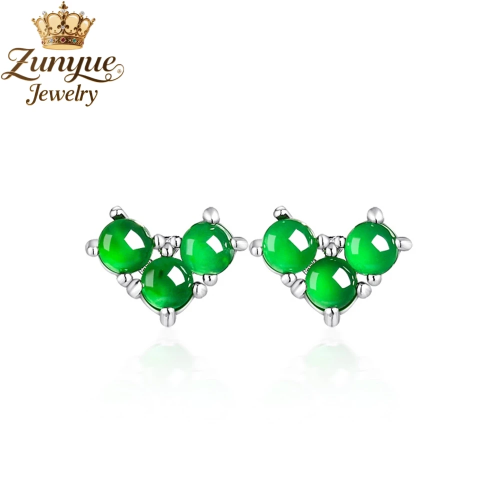 

S925 Silver Inlaid Natural A-Grade Emerald Green Heart-Shaped Stud Earrings Luxury Quality Fashion Jewelry Exquisite Elegant