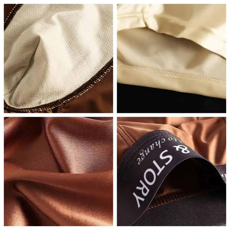 1/3Pcs Breathable Thin Satin Silk Boxer Briefs Seamless Mid Waist Ice Silk Boxers Underpants Smooth Underwear for Men Daily, image 5