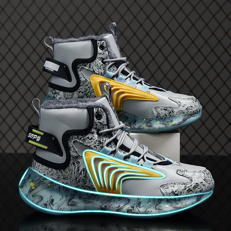 

Мужская обувь, ветрозащитная и теплая зимой, модная и нескользящая плюшевая спортивная обувь, мужская обувь, ботинки, высокая плоская подошва