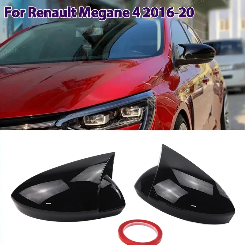 Black add-on Rearview Mirror Cap Wing Side Mirror Cover Fit For Renault Megane 4 MK4 2016-2020 Bat Rear View Mirror Cover