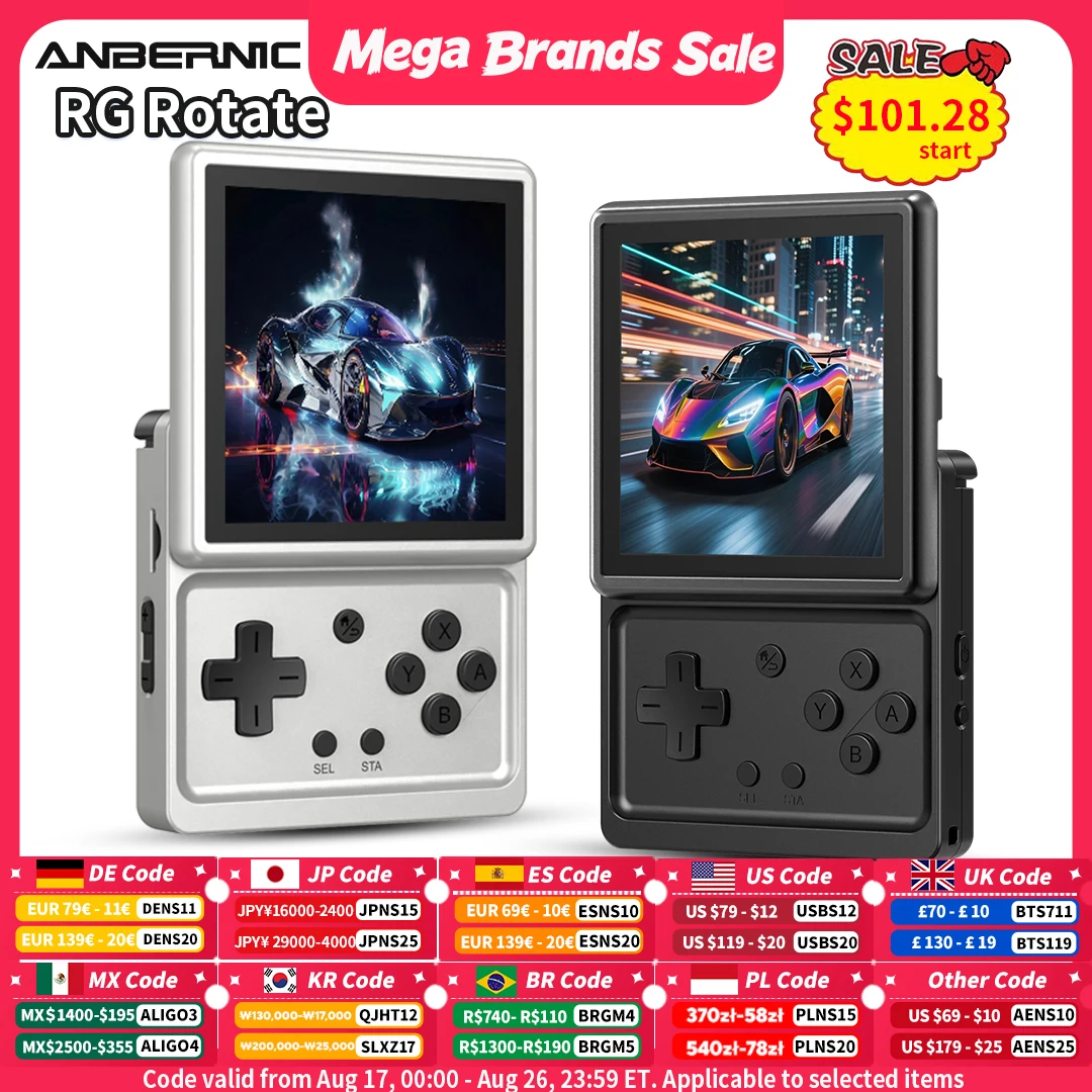 Console de Jogos Portátil Anbernic RG Rotate com Tela Rotativa IPS de 3.5", Suporte a Jogos Android, WIFI e Streaming AI, Presente Ideal