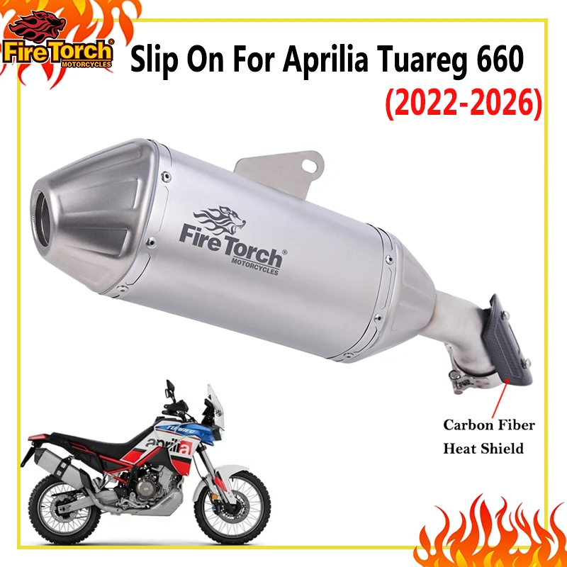Motorrad Auspuff Endrohr Dirt Bike Verbindungsrohr Schalldämpfer DB Killer Carbonfaser Abdeckung Slip-On für Aprilia Tuareg 660 2022-2024 2025