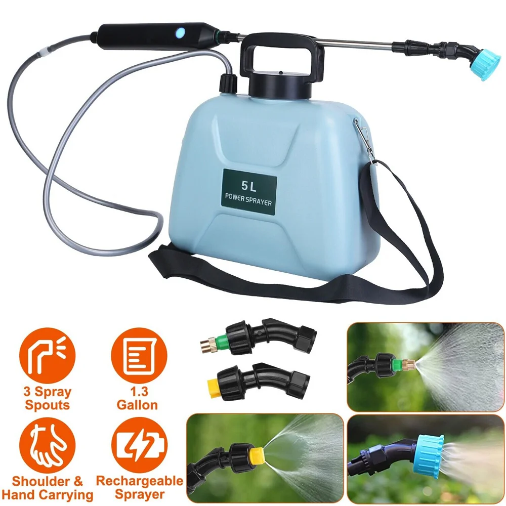 5L Shoulder-type Electric Sprayer Garden Automatic Atomization USB Rechargeable Plant Sprayer Sprinkler Garden Irrigation Tool