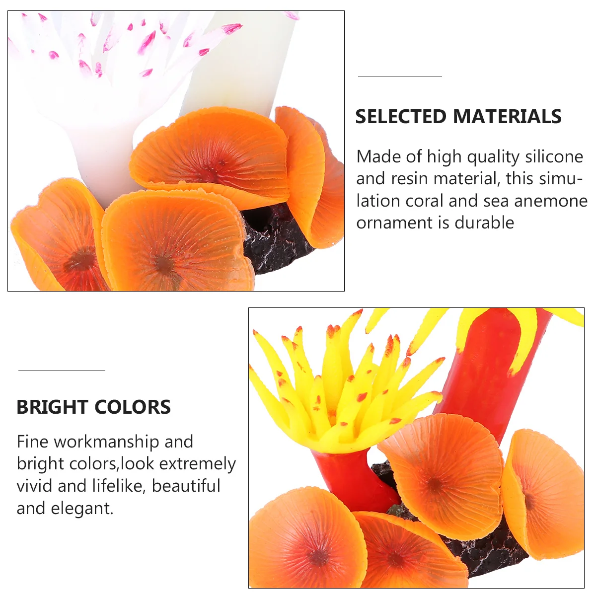 

2Pcs Simulation Coral Sea Anemone Silicone Resin Durable Decoration Aquarium Fish Tank Artificial Coral Aquarium Decor Yellow