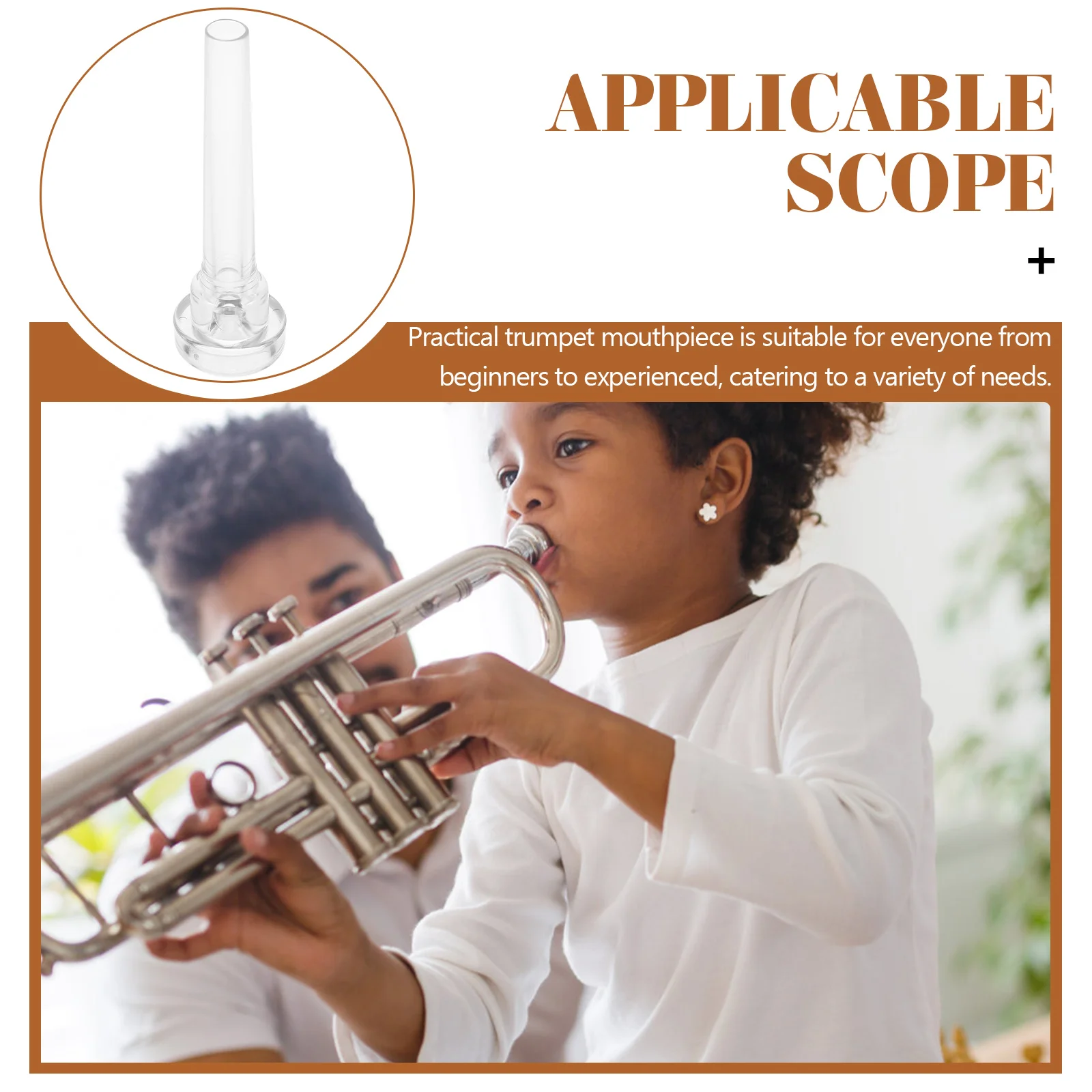 

Plastic Trumpet Mouthpiece Black Color Easy to Use Musical Instrument Parts Replacement Accessories Small Horns