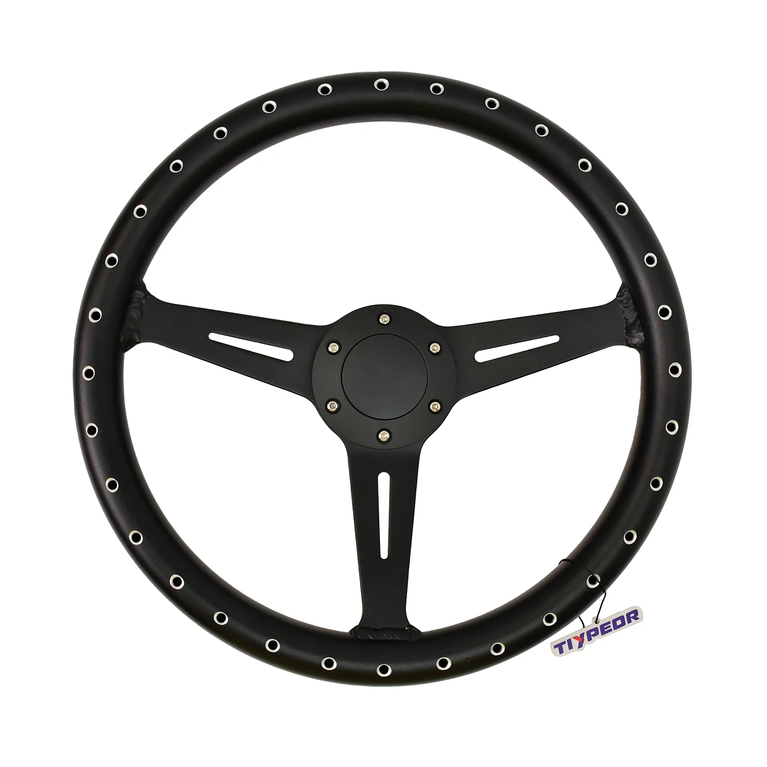 

TIYPEOR Universal Aluminum Steering Wheel 45mm deep black integrated speaker steering wheel