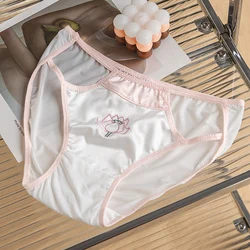 Embroidered Lotus Underwear Lolita Girl Sexy Hollow Milk Silk Cool Pure Cotton Crotch Triangle Pants Ice Silk Briefs