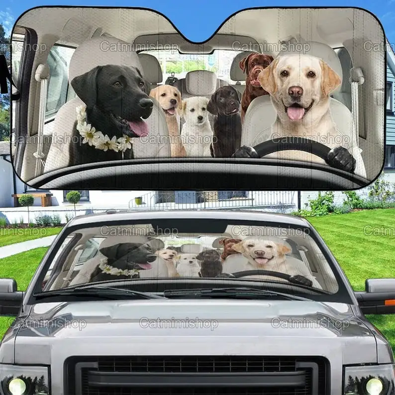 

Labrador Family Car Sun Shade, Labrador Car Accessories, Labrador Lover Gifts, Decor Car, Labrador Sun Shade, Mother Gift LNG302