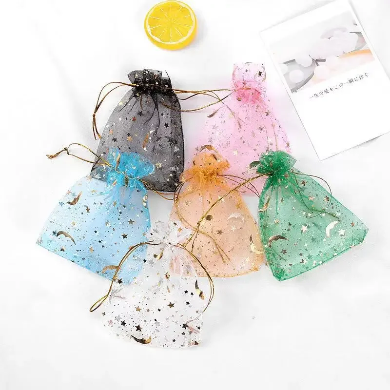 50Pcs Organza Drawstring Bags – Sheer Mesh Pouches Gift Wrap Sacks for Wedding Favors, Party Candy and Holiday Treats TMZ
