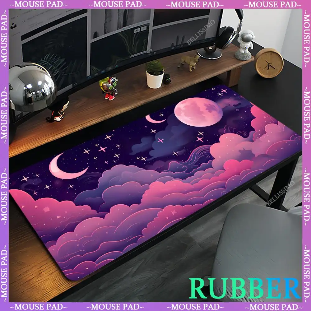 Pink Moon Large Mouse Pad Cloud Natural Rubber Non-slip Desk Mat Suitable for Gaming Keyboard Accessory Pad Gaming Mouse Pads