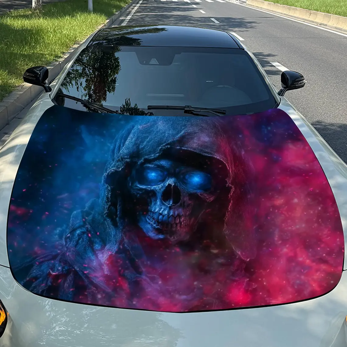 

Blue Eyed Skeleton Car Hood Stickers, Truck Stickers, Self-adhesive Long-lasting Car Parts, Suitable For Cars, Truck Hood Decora