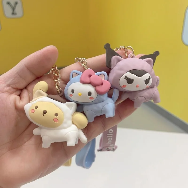 Kawaii سانريو مرحبا كيتي المفاتيح كورومي الكرتون بلدي ميلودي سيارة مفتاح سلسلة سينامورول ظهره قلادة كيرينغ الهدايا اللعب
