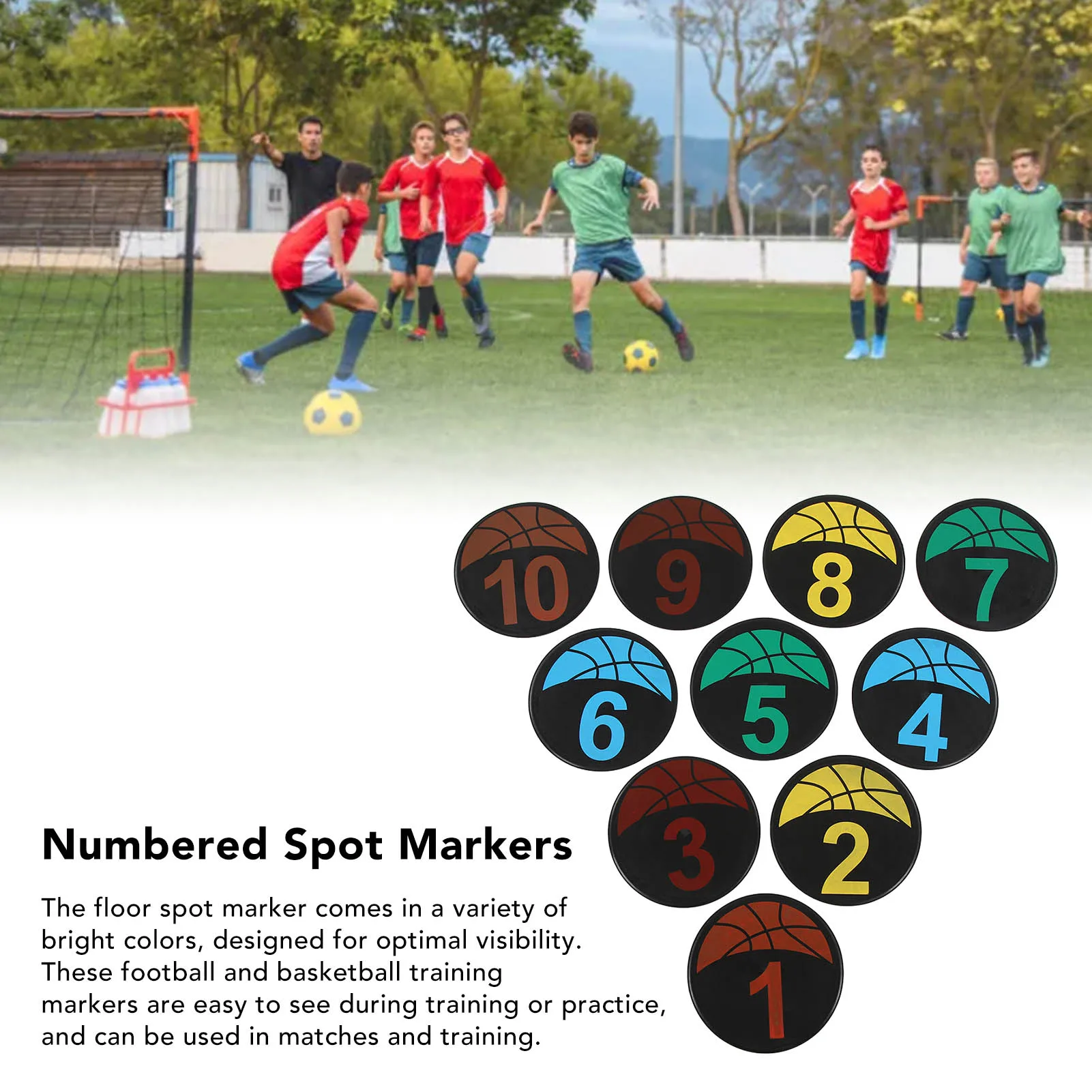 Marcadores de puntos de conos planos, juego de marcadores de puntos de suelo numerados, fútbol, baloncesto, deportes, velocidad, agilidad, números de entrenamiento 1-10