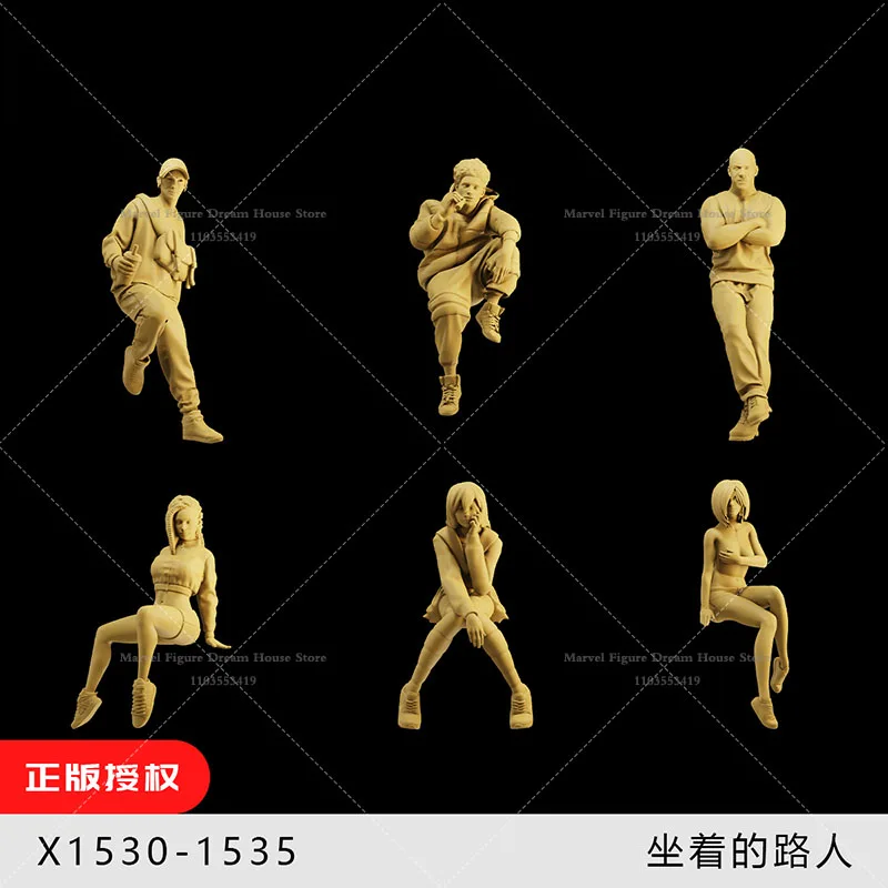 

1/64 1/43 Scale Miniature Scene Doll Trendy Fashion Street Photography Hot Girl Handsome Guy Un-panited White Mini Figure Toys