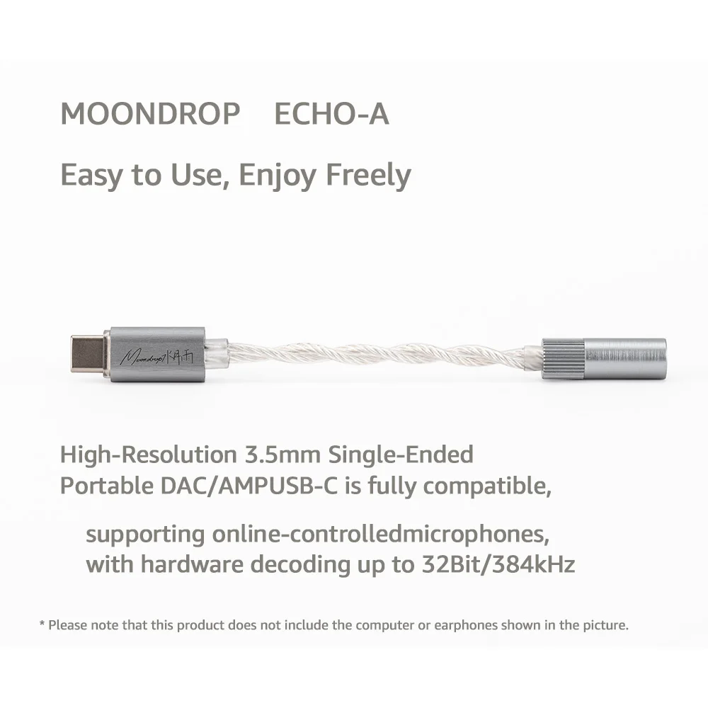 Moondrop ECHO-A USB DAC Portable Decoder Headphone amplifier IEM AMPs Mobile dongle TYPE C to 3.5mm adapter