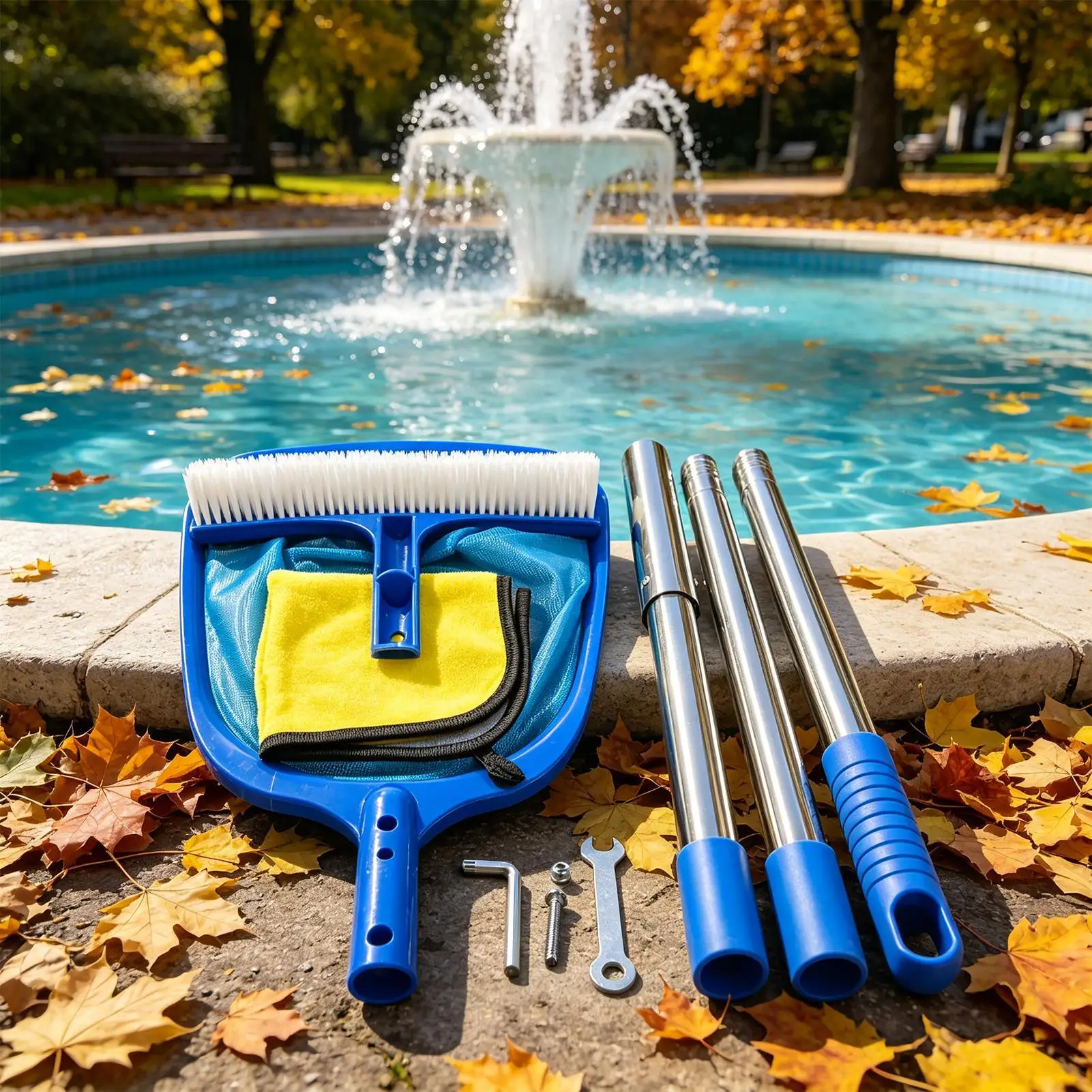 Adjustable Pool Leaf Skimmer Net Portable Water Cleaning Skimming Tool Complete Maintenance Kit For Outdoor Pool Lake Spa Use