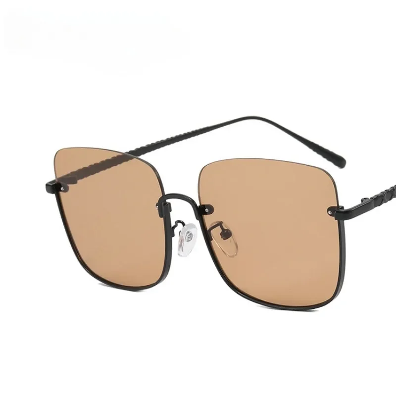 نظارات شمسية مربعة عتيقة للرجال والنساء ، سبيكة ، ملونة ، مرآة المحيط ، إطار كبير ، مصمم العلامة التجارية ، أنثى ، أزياء السيدات