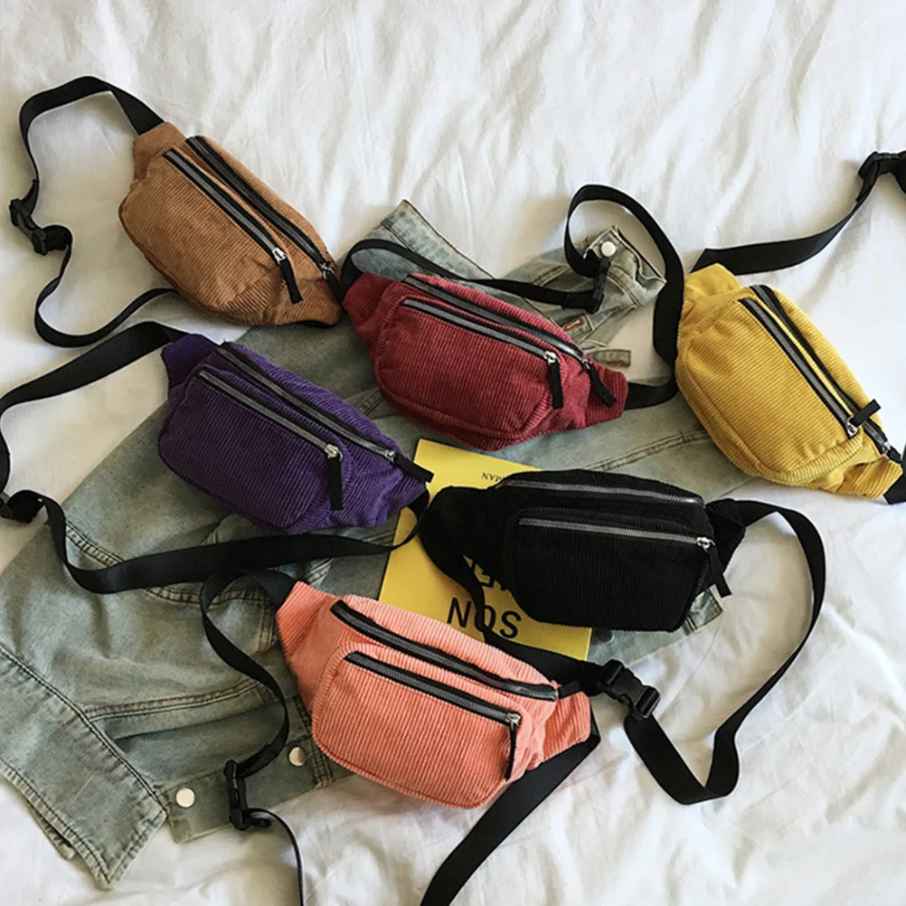 

Yellow Portable Fashion Stylish Chest Bag Corduroy Pack for Woman Outdoor Travel Shopping Lightweight Large Capacity