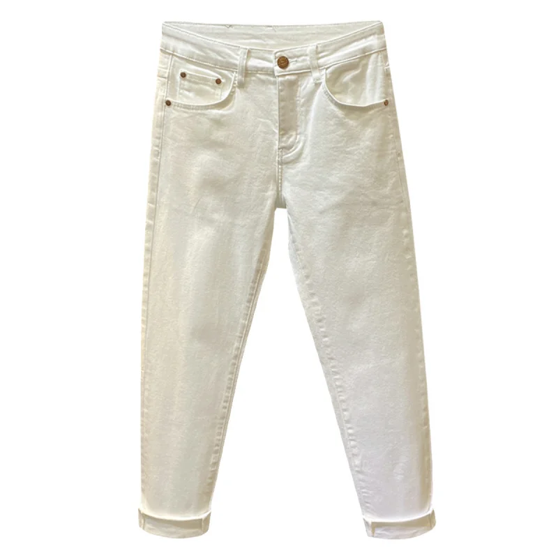 2024 Nieuwe Hoogwaardige Zwarte Cropped Jeans Nauwsluitende Kleine, Strakke Trendy Skinny Casual Lange Broek Voor Heren