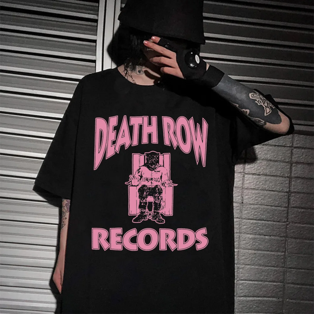 Death Row Records Pink Dr Dre Tupac T-Shirt Hip Hop Fashion Short Sleeve Rapper Streetwear Tee-Shirt