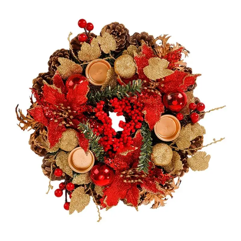 

Рождественский венок для центральной части стола Рождественский венок с подсвечником Сосновая шишка Красочная гирлянда для центральной части стола Вечеринка