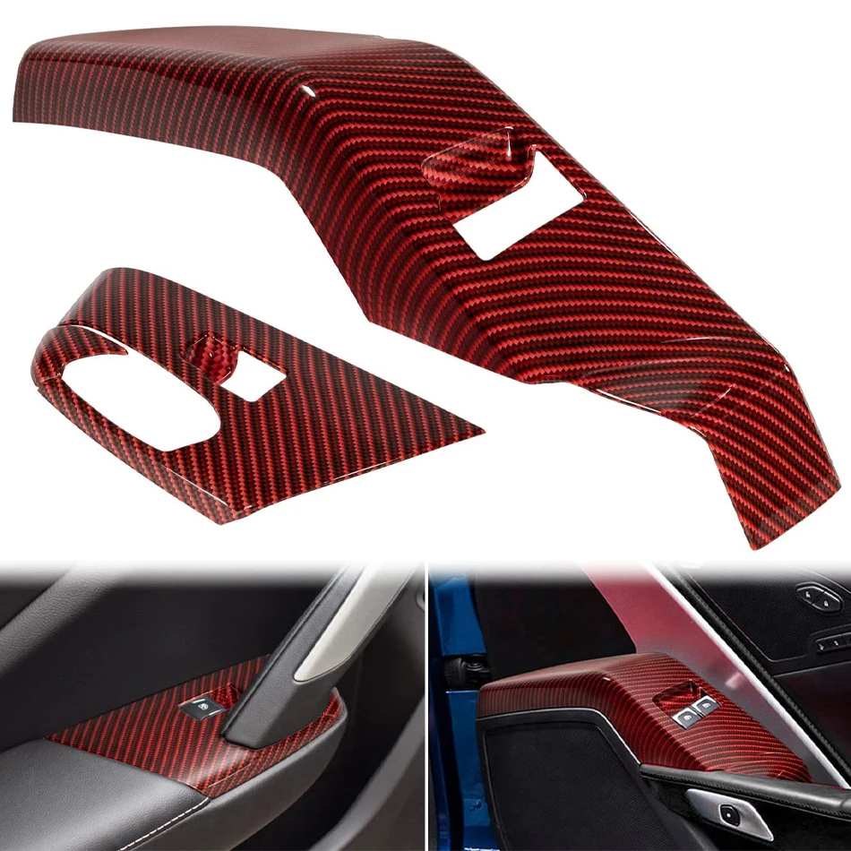 

Interior Accessories Carbon Fiber Look Window Lift Trim Switch Panel Cover Decorations Kits for Chevrolet Corvette C7 2014-2019