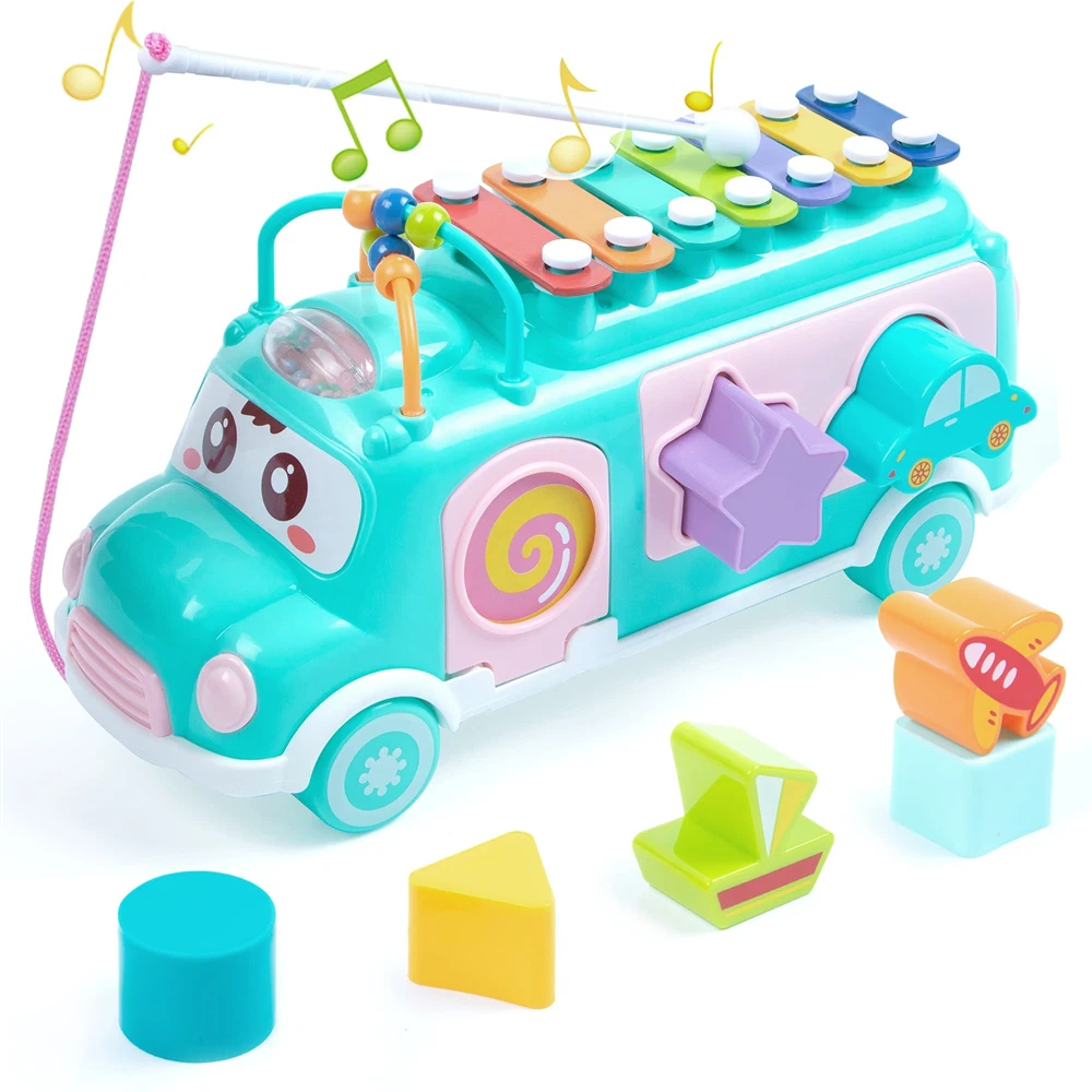 

Baby Toy Cartoon Musical Instrument Bus Baby Toys Hand Knock Girl Boy Piano Education For 12-18 Months Baby Toy Gift